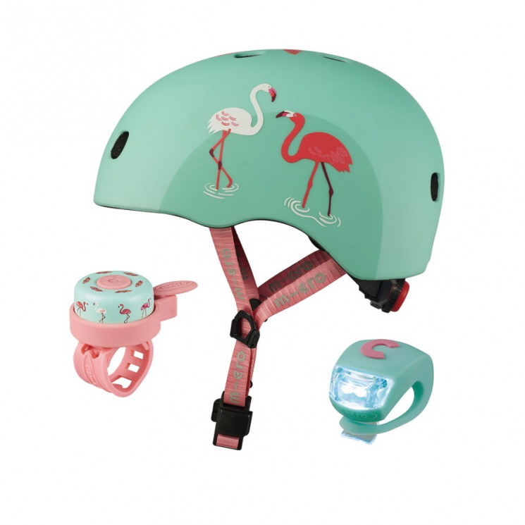 Набор аксессуаров Micro Фламинго (шлем, фонарик, звонок)