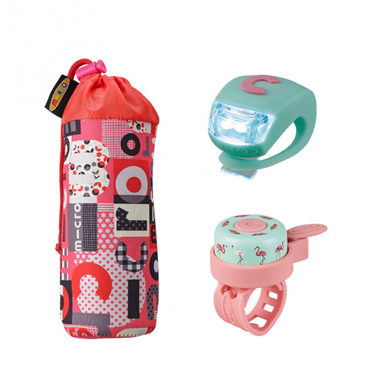 Набор аксессуаров Micro Фламинго (держатель бутылочки, фонарик и звонок)